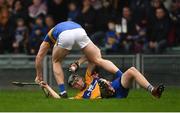 13 January 2019; Colin Guilfoyle of Clare in action against Padraic Maher of Tipperary during the Co-Op Superstores Munster Hurling League Final 2019 match between Clare and Tipperary at the Gaelic Grounds in Limerick. Photo by Piaras Ó Mídheach/Sportsfile