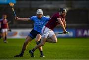 13 January 2019; Padraic Mannion of Galway is tackled by Liam Rushe of Dublin during the Bord na Mona Walsh Cup semi-final match between Dublin and Galway at Parnell Park in Dublin.  Photo by Ramsey Cardy/Sportsfile