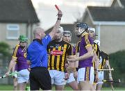 13 January 2019; Referee John Keenan shows a red card to Jack O'Connor of Wexford and Liam Blanchfield of Kilkenny during the Bord na Mona Walsh Cup semi-final match between Wexford and Kilkenny at Bellefield in Wexford. Photo by Matt Browne/Sportsfile