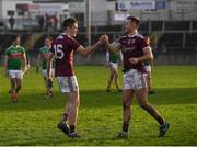 13 January 2019; Barry McHugh and Cillian McDaid of Galway celebrate following the Connacht FBD League semi-final match between Galway and Mayo at Tuam Stadium in Galway. Photo by Harry Murphy/Sportsfile
