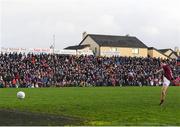 13 January 2019; Liam Silke of Galway takes a penalty during the Connacht FBD League semi-final match between Galway and Mayo at Tuam Stadium in Galway. Photo by Harry Murphy/Sportsfile