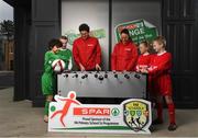 14 January 2019; The SPAR FAI Primary School 5s Programme was officially launched today by former Republic of Ireland International Keith Andrews and current Republic of Ireland Women’s International Megan Campbell. Over 35,000 boys and girls from 4th, 5th and 6th class are expected to take part in this fun and inclusive nationwide programme. Register for the SPAR5s by February 15th at www.fai.ie/primary5. Pictured at the launch are former Republic of Ireland international Keith Andrews and Republic of Ireland international Megan Campbell with Senan Ó Duinn of Gaelscoil na Ríthe, Dunshaughlin, Keelan Murphy and Erin Ivie, of Our Lady of Good Counsel GNS, Johnstown Killiney, and Jeff Ó Foghlú. Photo by Stephen McCarthy/Sportsfile