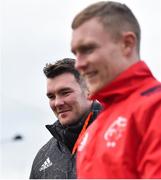 14 January 2019; Peter O’Mahony, left, arrives prior to Munster Rugby training at University of Limerick in Limerick. Photo by Seb Daly/Sportsfile
