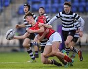 14 January 2019; Harry Lynch of Catholic University School is tackled by Blaine Barry of Cistercian College Roscrea during the Bank of Ireland Fr. Godfrey Cup Round 1 match between Catholic University School and Cistercian College Roscrea at Energia Park in Dublin. Photo by Harry Murphy/Sportsfile