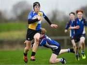 14 January 2019; Eoin Clarke of CBS Naas in action against Sean Gahan of Salesian College during the Bank of Ireland Fr. Godfrey Cup Round 1 match between CBS Naas and Salesian College at Cill Dara RFC in Kildare. Photo by Eóin Noonan/Sportsfile
