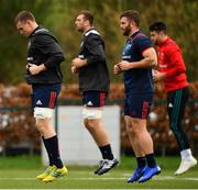 14 January 2019; Munster players, from left, Tommy O'Donnell, Tadhg Beirne, Jaco Taute and Conor Murray during Munster Rugby training at University of Limerick in Limerick. Photo by Seb Daly/Sportsfile