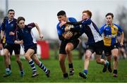14 January 2019; Adel Mahmoud of CBS Naas is tackled by Sean Gahan of Salesian College during the Bank of Ireland Fr. Godfrey Cup Round 1 match between CBS Naas and Salesian College at Cill Dara RFC in Kildare. Photo by Eóin Noonan/Sportsfile