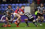 14 January 2019; Alex Nolan of Catholic University School is tackled by Max Flynn of Cistercian College Roscrea during the Bank of Ireland Fr. Godfrey Cup Round 1 match between Catholic University School and Cistercian College Roscrea at Energia Park in Dublin. Photo by Harry Murphy/Sportsfile