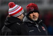 14 December 2018; Ulster head coach Dan McFarland, right, in conversation with defence coach Jared Payne ahead of the European Rugby Champions Cup Pool 4 Round 4 match between Ulster and Scarlets at the Kingspan Stadium in Belfast. Photo by Ramsey Cardy/Sportsfile