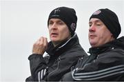 6 January 2019; Kildare selectors Karl O'Dwyer, left, and Tom Cribbin during the Bord na Móna O'Byrne Cup Round 3 match between Westmeath and Kildare at the Downs GAA Club in Westmeath. Photo by Piaras Ó Mídheach/Sportsfile