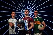 16 January 2019; The inter-county famine is about to end, giving way to a nine-week feast of Allianz Football League action between the weekend after next and the four divisional finals in Croke Park on March 30/31. The exciting programme features 116 games across the four divisions in a campaign which will mark the 27th year of Allianz’ partnership with the GAA as sponsor of the Allianz Leagues, making it one of the longest-running sponsorships in Irish sport. In attendance at the Allianz Football League 2019 launch in Dublin are, from left, Ryan Wylie of Monaghan, Shane Walsh of Galway and Stephen O'Brien of Kerry. Photo by Brendan Moran/Sportsfile