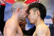 17 January 2019; TJ Doheny, left, and Ryohei Takahashi after weighing in ahead of their IBF World Super-Bantamweight title bout at Chase Square in Madison Square Garden, New York, USA. Photo by Ed Mulholland / Matchroom Boxing USA via Sportsfile