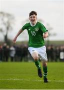 19 January 2019; Ben McCormack of Republic of Ireland celebrates after scoring his side's first goal during the U16 International Friendly match between Republic of Ireland and Australia at the FAI National Training Centre in Abbotstown, Dublin. Photo by Stephen McCarthy/Sportsfile