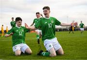 19 January 2019; Ben McCormack celebrates with his Republic of Ireland team-mate Andrew Moran, left, after scoring his side's first goal during the U16 International Friendly match between Republic of Ireland and Australia at the FAI National Training Centre in Abbotstown, Dublin. Photo by Stephen McCarthy/Sportsfile