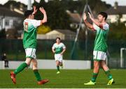 19 January 2019; Jake Ellis of Republic of Ireland celebrates with teammate James Clarke after scoring his side's third goal during a U18 Schools International friendly match between Republic of Ireland and Australia at Whitehall Stadium in Dublin. Photo by Eóin Noonan/Sportsfile