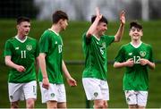 19 January 2019; Colin Conroy of Republic of Ireland, second from right, celebrates after scoring his side's second goal during the U16 International Friendly match between Republic of Ireland and Australia at the FAI National Training Centre in Abbotstown, Dublin. Photo by Stephen McCarthy/Sportsfile