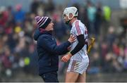19 January 2019; Galway manager Mícheál Donoghue with Jason Flynn during the Bord na Móna Walsh Cup Final match between Wexford and Galway at Bellefield in Enniscorthy, Wexford. Photo by Piaras Ó Mídheach/Sportsfile