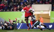 19 January 2019; Jacob Stockdale of Ulster is tackled by Jordan Olowofela of Leicester Tigers during the Heineken Champions Cup Pool 4 Round 6 match between Leicester Tigers and Ulster at Welford Road in Leicester, England. Photo by Ramsey Cardy/Sportsfile