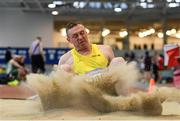 19 January 2019; Mark McConnell of Omagh Harriers A.C., Co. Tyrone, competing in the Master Men 35-49 Long Jump event, during the Irish Life Health Indoor Combined Events All Ages at AIT International Arena in Athlone, Co.Westmeath. Photo by Sam Barnes/Sportsfile