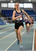 19 January 2019; Hannah Falvey of Belgooly AC, Co. Cork,  competing in the U14 Girls 800m event,  during the Irish Life Health Indoor Combined Events All Ages at AIT International Arena in Athlone, Co.Westmeath. Photo by Sam Barnes/Sportsfile