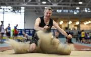 19 January 2019; Gavin Kelly of United Striders AC, Co. Wexford, competing in the Master Men 50+ Long Jump event, during the Irish Life Health Indoor Combined Events All Ages at AIT International Arena in Athlone, Co.Westmeath. Photo by Sam Barnes/Sportsfile