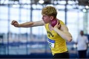 19 January 2019; Diarmuid O'Connor of Bandon AC, Co. Cork, competing in the Youth Men Shot Put event, during the Irish Life Health Indoor Combined Events All Ages at AIT International Arena in Athlone, Co.Westmeath. Photo by Sam Barnes/Sportsfile