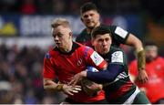 19 January 2019; David Shanahan of Ulster is tackled by Ben Youngs of Leicester Tigers during the Heineken Champions Cup Pool 4 Round 6 match between Leicester Tigers and Ulster at Welford Road in Leicester, England. Photo by Ramsey Cardy/Sportsfile