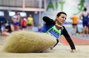 19 January 2019; Anisoara Rebegea of Metro/St. Brigid's AC, Co. Dublin, competing in the Master Women 35-49 Long Jump event, during the Irish Life Health Indoor Combined Events All Ages at AIT International Arena in Athlone, Co.Westmeath. Photo by Sam Barnes/Sportsfile
