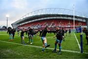 19 January 2019; Exeter Chiefs players warm up on the pitch prior to the Heineken Champions Cup Pool 2 Round 6 match between Munster and Exeter Chiefs at Thomond Park in Limerick. Photo by Brendan Moran/Sportsfile