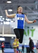 19 January 2019; Anna DeCourcy of Waterford AC, Co. Waterford, competing in the Master Women 35-49 Long Jump event, during the Irish Life Health Indoor Combined Events All Ages at AIT International Arena in Athlone, Co.Westmeath. Photo by Sam Barnes/Sportsfile