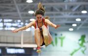 19 January 2019; Caoimhe Rowe of Trim AC, Co. Meath, competing in the Junior Women Long Jump event, during the Irish Life Health Indoor Combined Events All Ages at AIT International Arena in Athlone, Co.Westmeath. Photo by Sam Barnes/Sportsfile