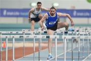 19 January 2019; Gerard O'Donnell of Carrick-on-Shannon AC, Co. Leitrim, competing in the Senior Men 60m Hurdles event, during the Irish Life Health Indoor Combined Events All Ages at AIT International Arena in Athlone, Co.Westmeath. Photo by Sam Barnes/Sportsfile