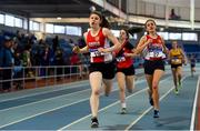 19 January 2019; Ava Rochford of Ennis Track AC, Co. Clare, competing in the U15 Girls 800m event, during the Irish Life Health Indoor Combined Events All Ages at AIT International Arena in Athlone, Co.Westmeath. Photo by Sam Barnes/Sportsfile