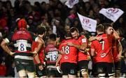 19 January 2019; Ulster players celebrate at the final whistle of the Heineken Champions Cup Pool 4 Round 6 match between Leicester Tigers and Ulster at Welford Road in Leicester, England. Photo by Ramsey Cardy/Sportsfile
