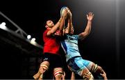 19 January 2019; Jean Kleyn of Munster wins a lineout from Sam Skinner of Exeter Chiefs during the Heineken Champions Cup Pool 2 Round 6 match between Munster and Exeter Chiefs at Thomond Park in Limerick. Photo by Brendan Moran/Sportsfile