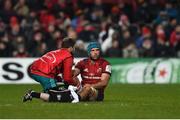 19 January 2019; Tadhg Beirne of Munster receives medical attention during the Heineken Champions Cup Pool 2 Round 6 match between Munster and Exeter Chiefs at Thomond Park in Limerick. Photo by Diarmuid Greene/Sportsfile