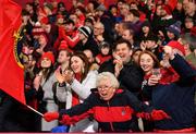 19 January 2019; Munster supporters celebrate a penalty awarded to Munster late in the Heineken Champions Cup Pool 2 Round 6 match between Munster and Exeter Chiefs at Thomond Park in Limerick. Photo by Brendan Moran/Sportsfile