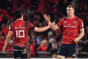 19 January 2019; Joey Carbery, left, and Chris Farrell of Munster celebrate at the final whistle of the Heineken Champions Cup Pool 2 Round 6 match between Munster and Exeter Chiefs at Thomond Park in Limerick. Photo by Brendan Moran/Sportsfile