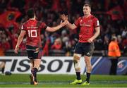 19 January 2019; Joey Carbery, left, and Chris Farrell of Munster celebrate at the final whistle of the Heineken Champions Cup Pool 2 Round 6 match between Munster and Exeter Chiefs at Thomond Park in Limerick. Photo by Brendan Moran/Sportsfile