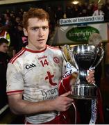 19 January 2019; Peter Harte of Tyrone with the Dr McKenna Cup after the Bank of Ireland Dr McKenna Cup Final match between Armagh and Tyrone at the Athletic Grounds in Armagh. Photo by Oliver McVeigh/Sportsfile