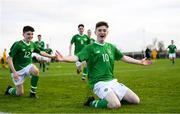 19 January 2019; Ben McCormack of Republic of Ireland celebrates after scoring his side's first goal during the U16 International Friendly match between Republic of Ireland and Australia at the FAI National Training Centre in Abbotstown, Dublin. Photo by Stephen McCarthy/Sportsfile