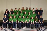 20 January 2019; Athletes and Coaches from Ulster, front row, from left, Catherine Kelly, Megan Mcelherron, Fergal Gregory, Gemma O'Keefe, Sara Shivas, Fay Boyd, Shannon Nixon, Amy Delaney and Esther King. Middle Row, from left, Anthony Monaghan, Sarah Louise Rea, Amy Watters, Patrick Quinlivan, Leon McDaide, Emma Carlisle, Peadar Connolly, Sarah Thorne, Lee Campbell. Back Row, from left, Nicole McKervy, Helen McKee, Richard Currie, Gemma Steele, Siobhan Dunne, Connor McClorey, Grace Hamilton, Lee Mitchell, Emma McMenamin, Tommy McCay in attendance at the Special Olympics Ireland official launch Team Ireland for the 2019 Word Summer Games at the Carlton Hotel Tyrelstown in Dublin. Photo by Harry Murphy/Sportsfile