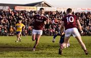 20 January 2019; Barry McHugh of Galway celebrates with teammate Johnny Heaney after scoring his side’s first goal  during the Connacht FBD League Final match between Galway and Roscommon at Tuam Stadium in Galway. Photo by Sam Barnes/Sportsfile