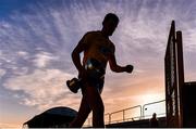 20 January 2019; Enda Smith of Roscommon leaves the field with the cup following the Connacht FBD League Final match between Galway and Roscommon at Tuam Stadium in Galway. Photo by Sam Barnes/Sportsfile