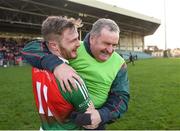 20 January 2019; Kilcummin manager Willie Maher celebrates with Gary O'Leary of Kilcummin  following the AIB GAA Football All-Ireland Intermediate Championship semi-final match between Two Mile House and Kilcummin at the Gaelic Grounds in Limerick. Photo by Eóin Noonan/Sportsfile