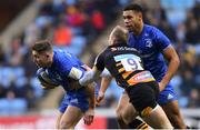 20 January 2019; Jordan Larmour of Leinster is tackled by Dan Robson of Wasps during the Heineken Champions Cup Pool 1 Round 6 match between Wasps and Leinster at the Ricoh Arena in Coventry, England. Photo by Ramsey Cardy/Sportsfile