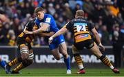 20 January 2019; Garry Ringrose of Leinster is tackled by Will Rowlands, left, and Tom Cruse of Wasps during the Heineken Champions Cup Pool 1 Round 6 match between Wasps and Leinster at the Ricoh Arena in Coventry, England. Photo by Ramsey Cardy/Sportsfile