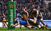 20 January 2019; Garry Ringrose scores his sides first try during the Heineken Champions Cup Pool 1 Round 6 match between Wasps and Leinster at the Ricoh Arena in Coventry, England. Photo by Ramsey Cardy/Sportsfile