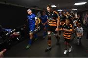 20 January 2019; Rhys Ruddock of Leinster and Joe Launchbury of Wasps leads the sides out ahead of the Heineken Champions Cup Pool 1 Round 6 match between Wasps and Leinster at the Ricoh Arena in Coventry, England. Photo by Ramsey Cardy/Sportsfile