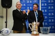 20 January 2019; Michael Carbery, Co Carlow RFC president, left, pulls out the name of Kilkenny RFC alongside Leinster Rugby Executive Commitee Member Robert McDermott during the Bank of Ireland Provincial Towns Cup Round 2 Draw at Carlow RFC in Oakpark, Carlow. Photo by David Fitzgerald/Sportsfile